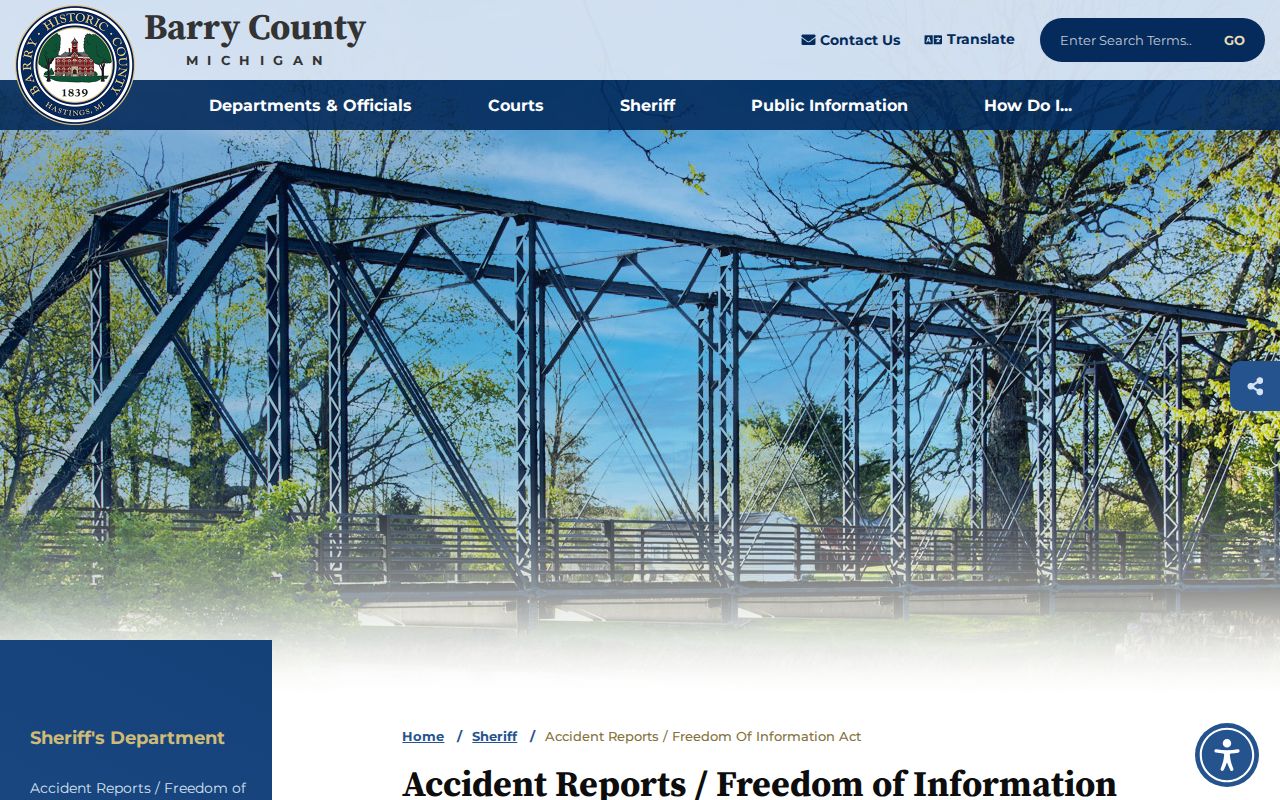 Barry County arrest record Sheriff FOIA request channel
