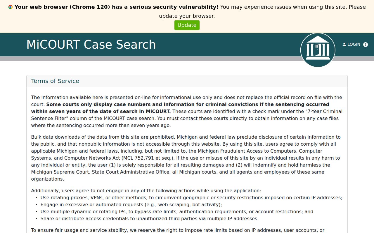Barry County court case lookup in the 5th Circuit MiCOURT search