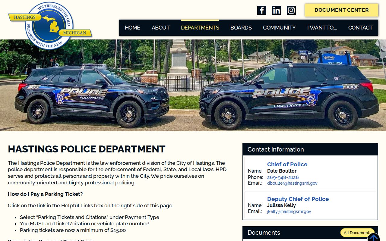 Barry County Hastings police criminal records page